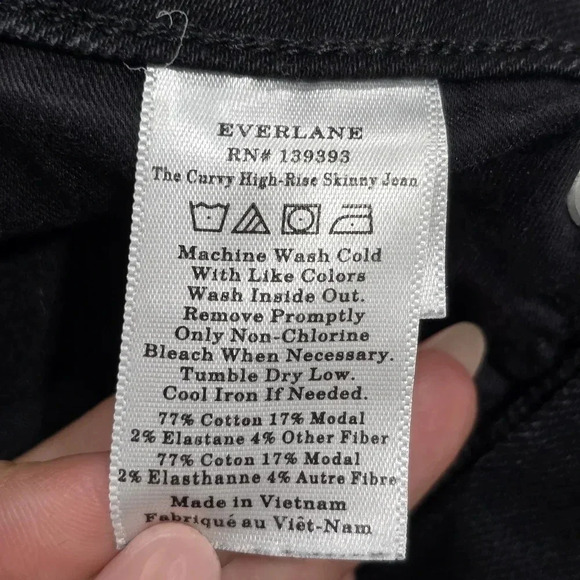 Everlane The Curvy High Rise Skinny Jean 25 Crop Black Wash 25.5" Inseam - Picture 7 of 9